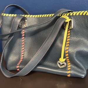 Brighton Bag - Navy with multi-colored piping